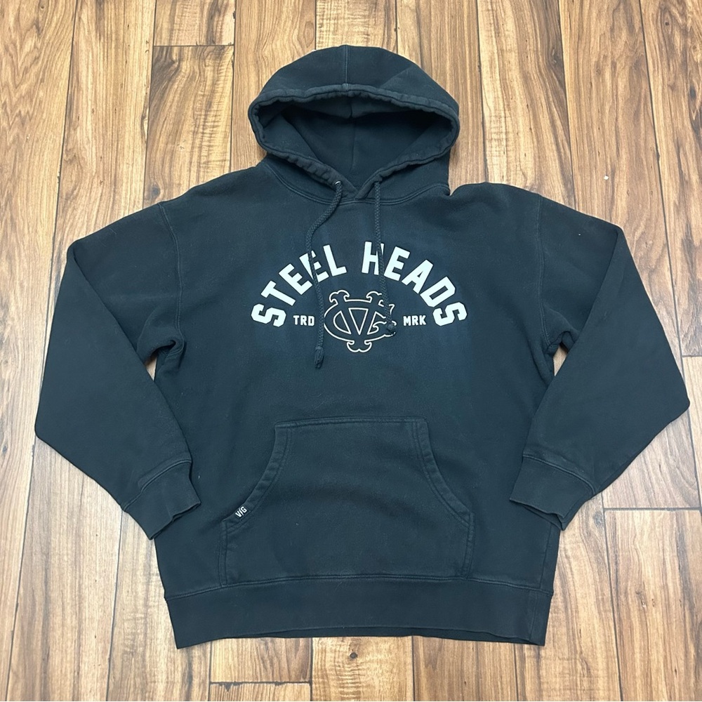 VG Idaho Steelheads ECHL Hockey Hoodie Black White Logo Men’s Large Sweatshirt